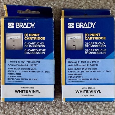 Brady Label Printer Tape 2 Boxes Black On White Nylon For BMP 21-Plus NIB