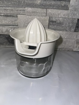 Gemco Citrus Hand Juicer Glass Jar Plastic Lid Built In Spout VTG MCM