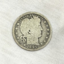 1897-O Barber Quarter Silver 25C New Orleans Mint Semi Key Date 90% Silver Coin