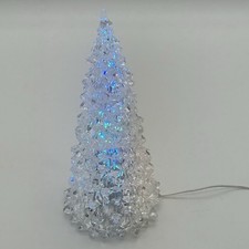 LED Lighted Color Changing Acrylic Christmas Swirling Glitter Tree, 12.75  -H