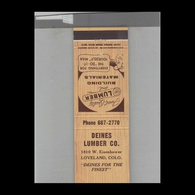 Matchbook Cover Deines Lumber Co. Loveland, CO
