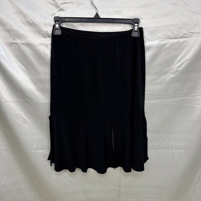 Cache Black Geometric Flare Skirt Low Rise Size 0 Dressy Casual