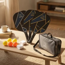 Complete Pickleball Set: 4 Carbon Fiber Paddles, Balls, Grips, and Carry Bag