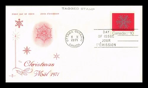Dr Jim Stamps Canada 1971 Christmas Tagged Stamp First Day Cover Rose Craft