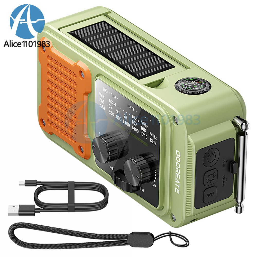Dc 5V 2A 7In1 Multifunctional Emergency Radio Am/Fm/Wb Full Band Portable Radio