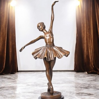 Bronze Ballerina Figurine French Dancer Sculpture Marble Vintage Statue Women
