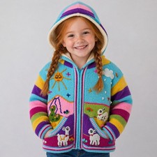 Handmade Kids Size 8 Cotton Knit Hoodie Fleec...