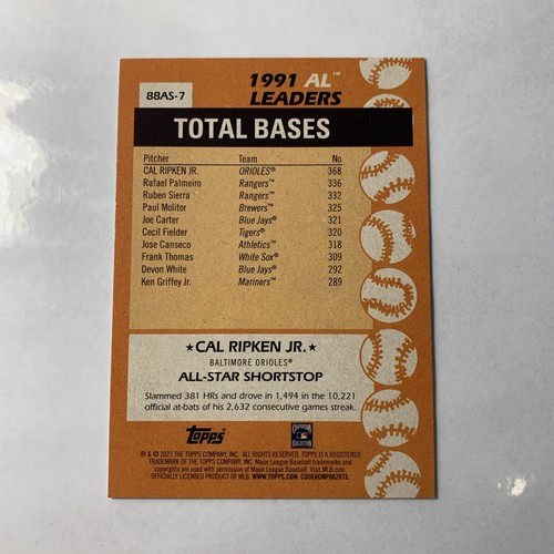 2023 Topps Series 2 - 1988 Topps All-Star Baseball #88AS-7 Cal Ripken - Bild 2 von 2