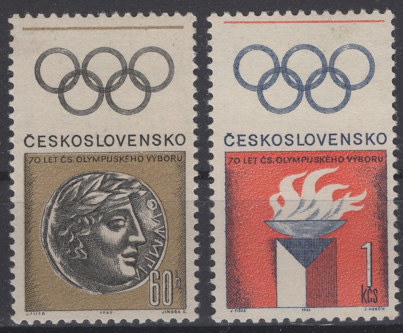 Czechoslovakia 1961. 70th anniv. of Olympic Committee. Sc # 1415-1416. MNH, VF