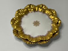 Pair 2 Antique Limoges Gold Snowflake A Lante...