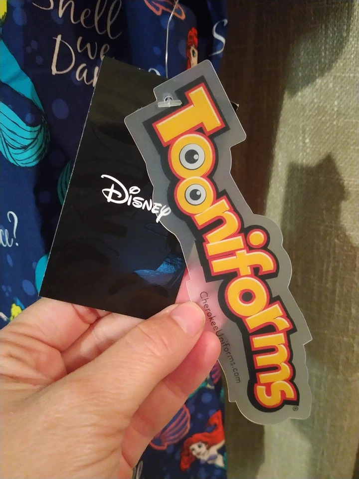 Ariel Cherokee Scrubs Tooniforms Disney Little Mermaid V Neck Top TF737 New P1 - Image 3 of 4