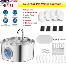 Cat Water Fountain Stainless Steel 74oz/2.2L Automatic Pet Dog Water Fountain