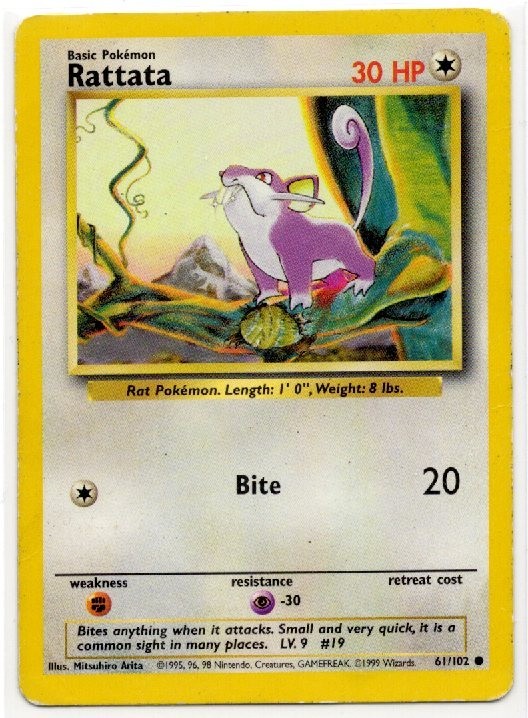 💥Rattata 61/102 Common Pokemon Base Set Lightly Played💥