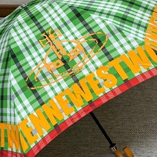 Vivienne Westwood Ove Check Logo Folding Umbrella