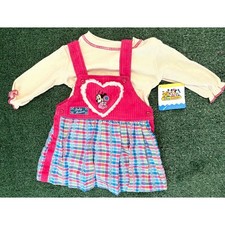 Vintage 90s Disney Babies Dress  Bodysuit Set Girls Size 12 Months Minnie Mouse