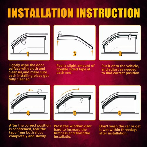 4Pcs Window Vent Visor Sun Rain Guard Deflector For Honda Civic Sedan 16-2021 Y - Picture 8 of 11