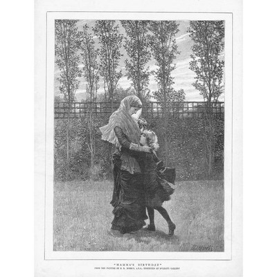 PHILIP RICHARD MORRIS Mamas Geburtstag - antiker Druck 1881