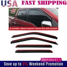 For 17-22 FORD F250 F350 Crew Cab SMOKE In-Channel Window Door Visor Rain-Guards