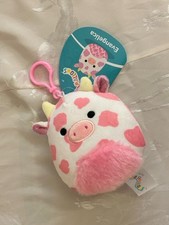Evangelica The Cow - Squishmallows - 3.5  clip on keychain New With Tags