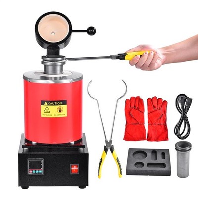 3KG Digital Metal Melting Furnace Jewelry Smelter Kiln Refining Gold Silver 110V