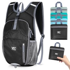 VHYBRIX 15L Foldable Hiking Backpack,Lightweight Packable Small Black