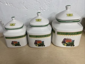John Deere Gibson 1935 John Deere Model B w/Lids Cookie Canister Jars Set of 3