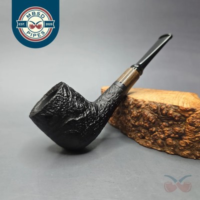 MBSD Briars by Vitale Vintage Sandblasted Billiard w/ Zebrawood, Briar Pipe, New
