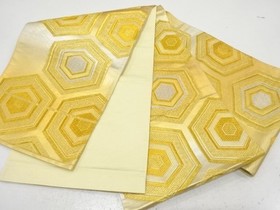 7758715: JAPANESE KIMONO / ANTIQUE FUKURO OBI / SILK / WOVEN KIKKO PATTERN