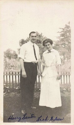 VTG Photo Beautiful Woman Handsome Man Affectionate Striped Dress