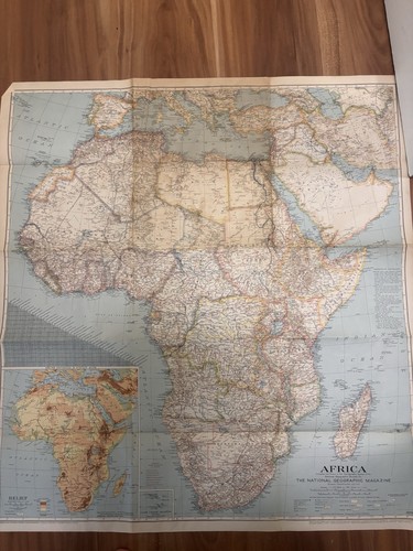National Geographic Magazine Africa Detailed Political Map 1943