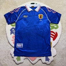 Asics Japan National Team Soccer Jersey Blue Flame Sleeve Mens Size Large