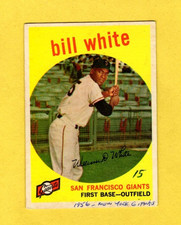 1959 Topps Bill White ROOKIE #359 San Francisco Giants EXCELLENT Marked