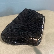 Vtg Lamured Black Metal Mesh Clutch
