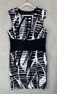 bisou bisou black and white dress Bisou Bisou Michele Bohbot Black White Dress Size 14 Polyester Spandex  Stretch
