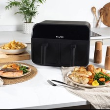 Salter Dual Air Fryer 7.4L Non-Stick Double Drawer LED Display Family Size
