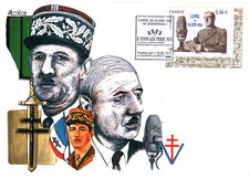 4493+ FDC CARTE 1er JOUR         70° ANNIVERSAIRE  APPEL 18 JUIN    COLOMBEY