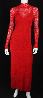 GABRIELA HEARST $2,990 2024 Scarlet Red Wool Pointelle Knit LETHE Maxi Dress M