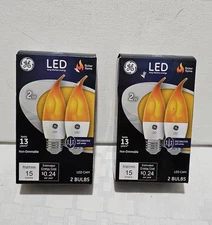 2 Pkg GE 2 Walt LED Soft White Decorative Flicker Flame Non Dimmable 2-2pkg/FM12