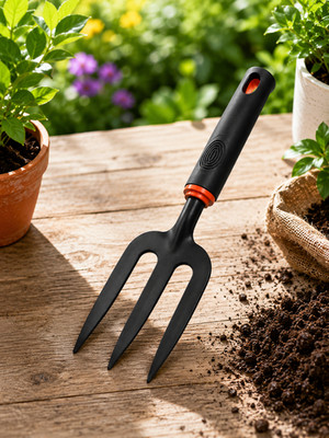 Garten Handgabel Grubber Rechen Bodenlockerung Unkrautgerät ergonomischer Griff