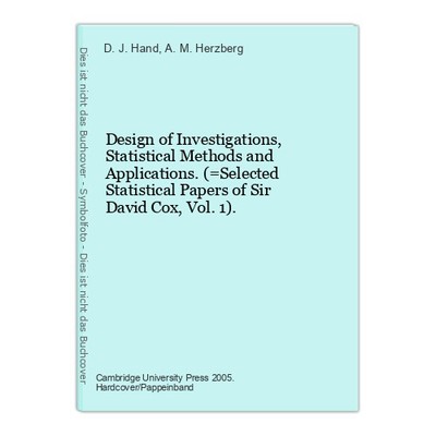 Design of Investigations, Statistical Methods and Applications. (=Selected Stati