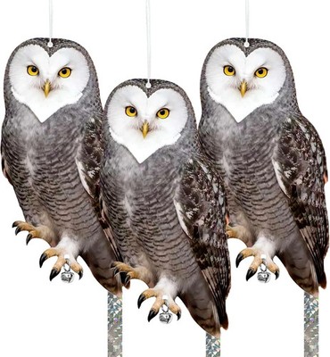 Owls to Keep Birds Away: 3Pcs Fake Owl with Reflective Tape for Orchard Garden P