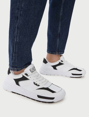EA7 Emporio Armani Low Top Sneaker Weiß Schwarz X8X241 XK435 C695 Gr. 39  Neu