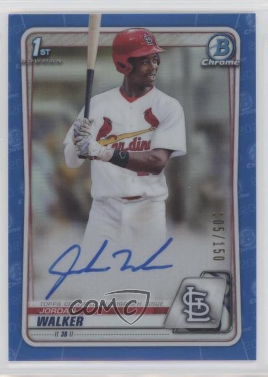 2020 Bowman Draft Chrome Picks Blue Refractor 105/150 Jordan Walker Auto 6fs