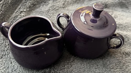 Fiesta Purple Plum Cream & Sugar Set Fiestaware Homer Laughlin Vintage USA