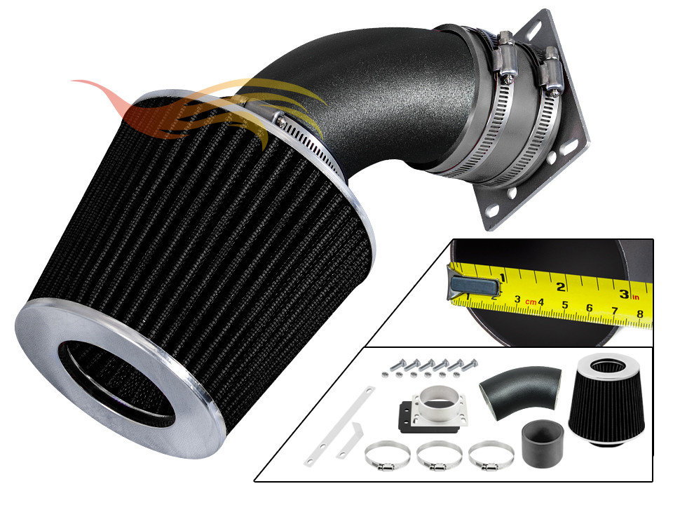 BCP RW GREY For 98-01 Ford Ranger Mazda B3000 3.0L V6 Ram Air Intake Kit+Filter