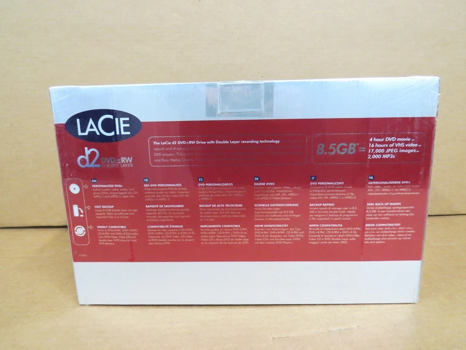 LaCie D2 DVD RW 8.5GB Dual layer USB FireWire Toast 6 External Drive NEW SEALED - Image 4 of 4