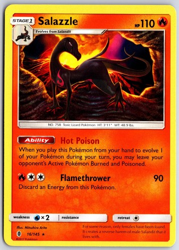 Pokemon Salazzle 16/145 Rare Guardians Rising NM