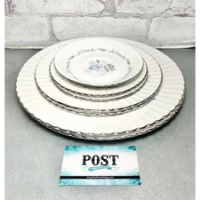 Vintage Paragon “Morning Rose” Silver Rim Dinner Dish Set Of 7