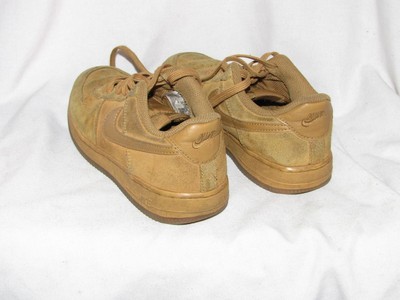 Nike Air Force BQ5486 Suede Yellow Tan Worn Distressed 3Y Kids Boys Youth Summer
