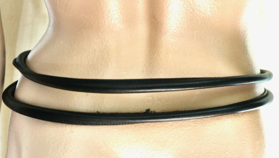 Giorgio Armani Cinturón Doble Cuerda Cuero Negro 80 Foto 2 de 4